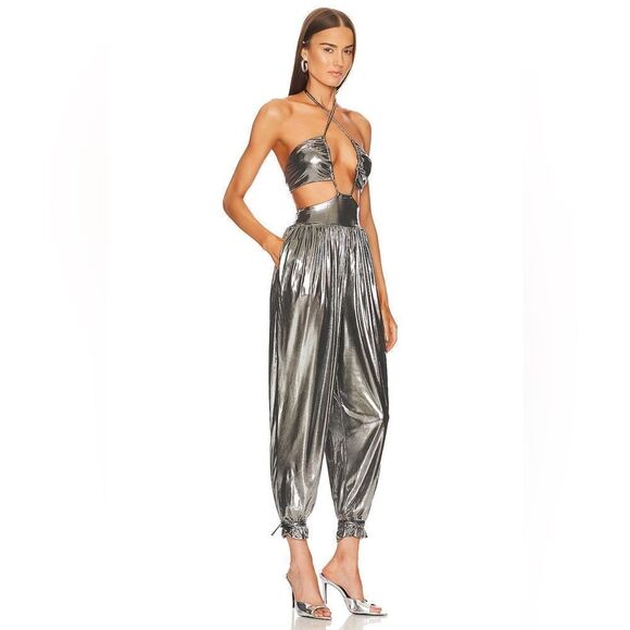 NWT L’Academie Blair Jumpsuit Silver Size S - Picture 4 of 11